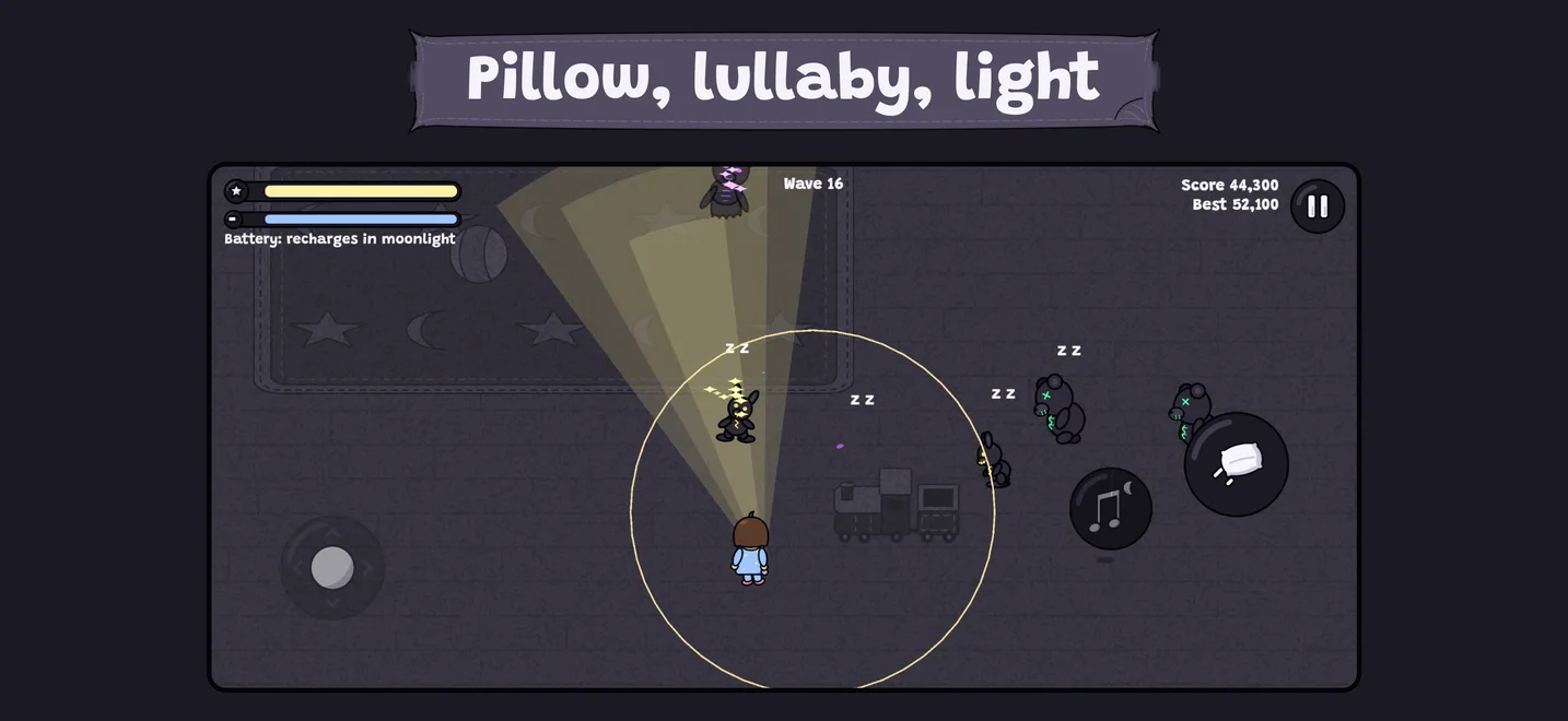 Pillow, lullaby, light: a lullaby puts the teddies nearby to sleep