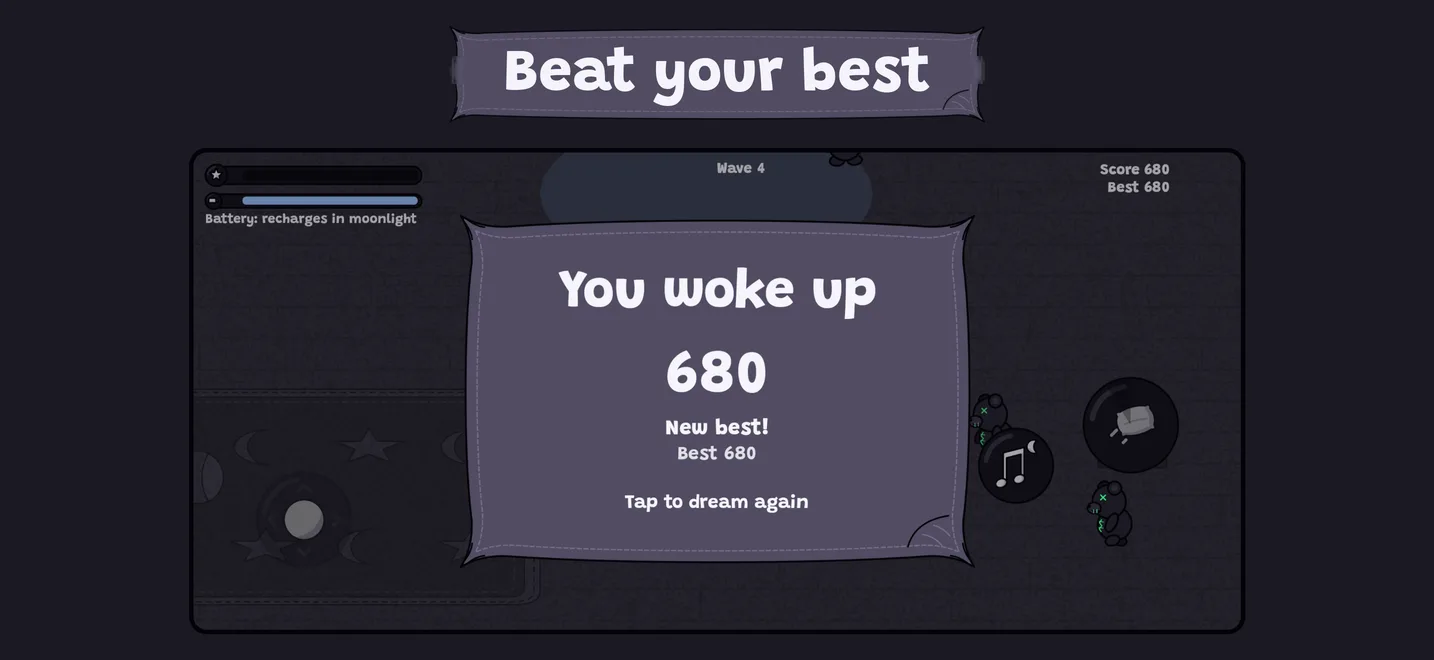 Beat your best: the wake-up screen with the score
